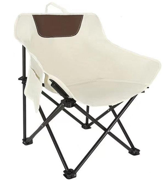 White Outdoor Folding Camping Chair â Portable Lounge Chair, Lightweight Beach Chair, Fishing Stool, and Picnic Seat, Perfect for Outdoor Adventures.