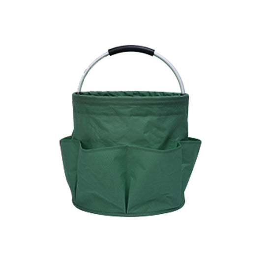 Green 17L Collapsible Handheld Storage Bucket | Multi-Pocket Portable Camping & Picnic Basket | Durable Waterproof Organizer for Beach, Bath and Shopping.