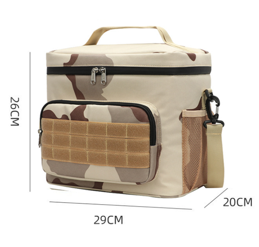 Brown Tactical Insulated Camouflage Lunch Bag | Large Capacity Waterproof Oxford Cooler | Portable Thermal Meal Prep Tote for Work and Outdoor