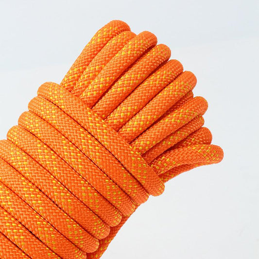 Orange 10mm Double Hook Climbing Rope Set - 15m Durable Outdoor Safety Rescue Cord.