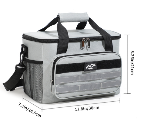 Grey Versatile Large-Capacity Picnic Insulated Bag - Detachable Shoulder Strap & Ice Pack.