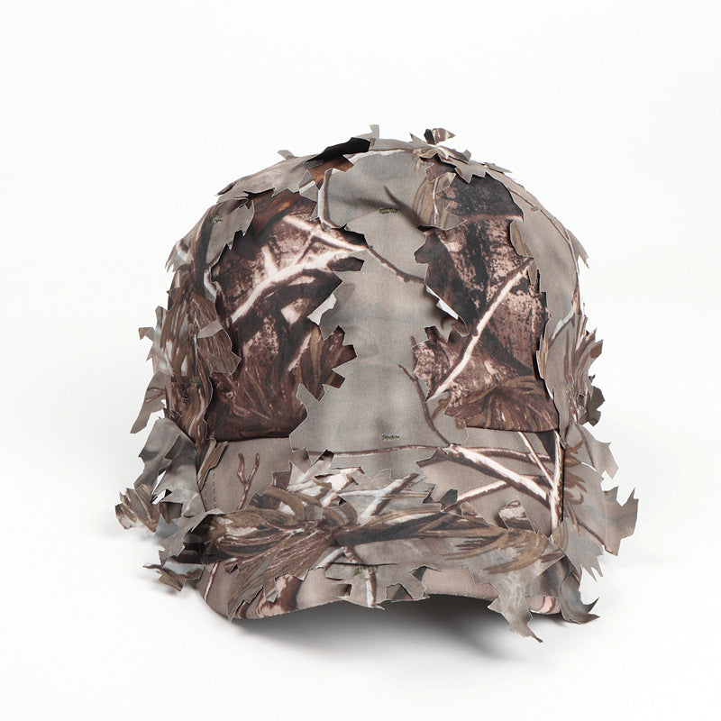 Brown 3D Leaf Camouflage Baseball Cap – American-Style Outdoor Tactical Hat for Hunting, Camping & Survival