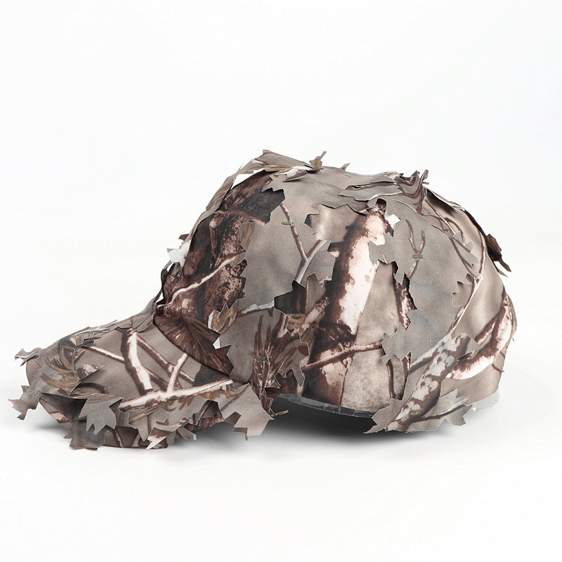 Brown 3D Leaf Camouflage Baseball Cap – American-Style Outdoor Tactical Hat for Hunting, Camping & Survival