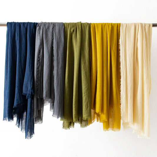 Dark Green Cotton and linen scarves - Elegant, solid-color, lightweight shawls, soft and comfortable, suitable for pairing with various outfits.