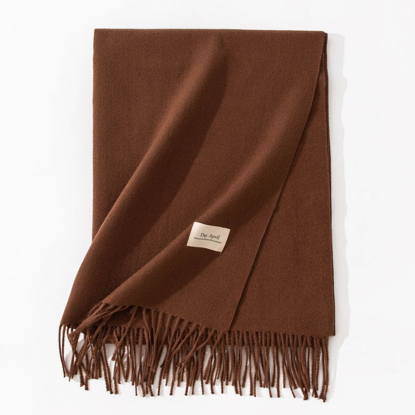 Coffee Autumn & Winter Korean-Style Women's Cashmere-Like Scarf – Solid Color, Warm, Versatile Wrap