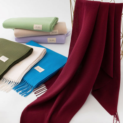 Coffee Autumn & Winter Korean-Style Women's Cashmere-Like Scarf – Solid Color, Warm, Versatile Wrap