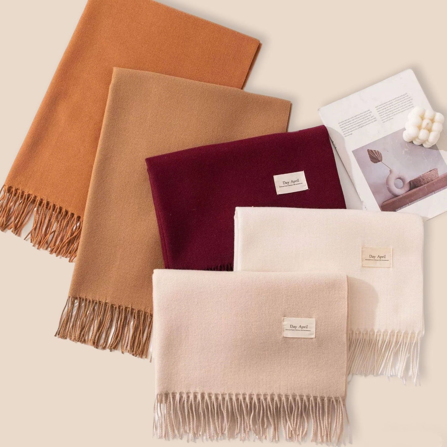 Purple Autumn & Winter Korean-Style Women's Cashmere-Like Scarf – Solid Color, Warm, Versatile Wrap