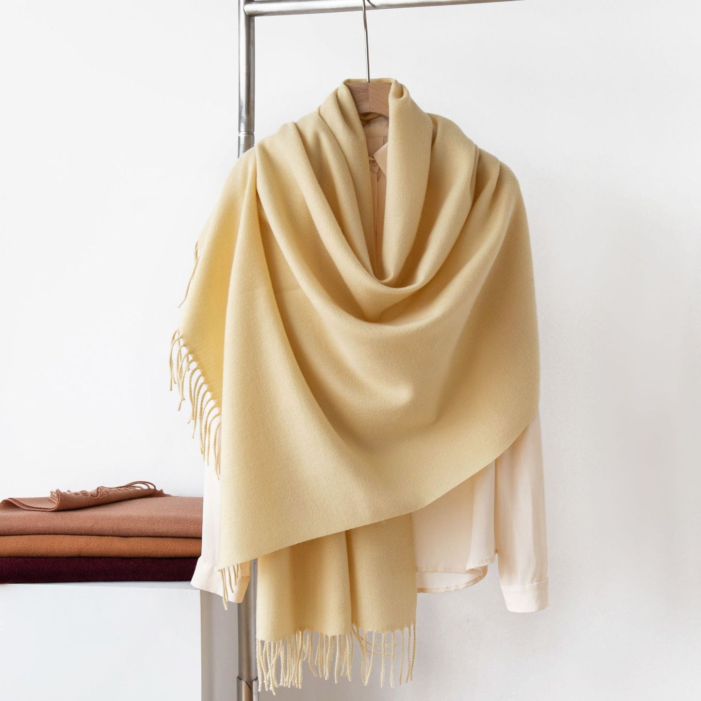 Purple Autumn & Winter Korean-Style Women's Cashmere-Like Scarf – Solid Color, Warm, Versatile Wrap