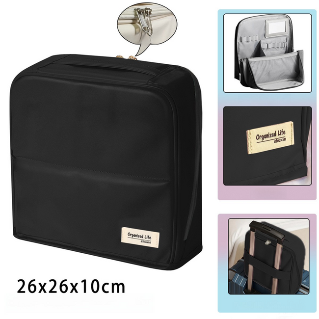 Black Magnetic Compartmentalized Standing Cosmetic Bag â Large Capacity with Mirror, Travel Makeup Organizer (26Ã10Ã26 cm). Hover Image
