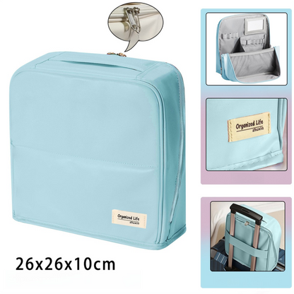 Blue Magnetic Compartmentalized Standing Cosmetic Bag â Large Capacity with Mirror, Travel Makeup Organizer (26Ã10Ã26 cm).