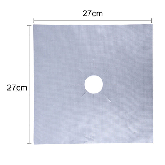 10 Pcs Silver Heat-Resistant Gas Stove Mat – Non-Stick Teflon Coated Fiberglass Protector for Cooktops (270mm × 270mm)