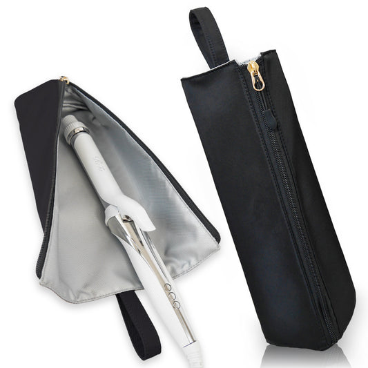 Black Heat-Resistant Styling Tool Organizer – Compact, Hanging Storage Pouch for Hair Tools