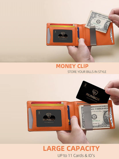 Black 12-Card Slot Men's Wallet with RFID Protection – Slim, Durable, and Secure Bifold Wallet
