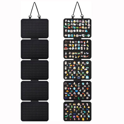 Black Pin Storage Hanging Organizer – 5-Piece Removable Felt Board Display Rack for Brooches, Badges & Collectibles