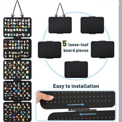 Black Pin Storage Hanging Organizer – 5-Piece Removable Felt Board Display Rack for Brooches, Badges & Collectibles