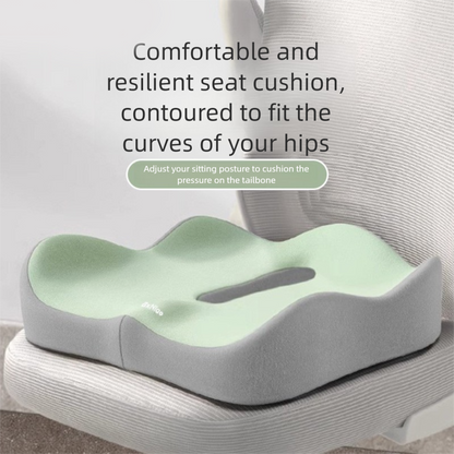 Green and grey two-tone Ergonomic Memory Foam Seat Cushion – Coccyx Relief for Office, Car and Long Sitting