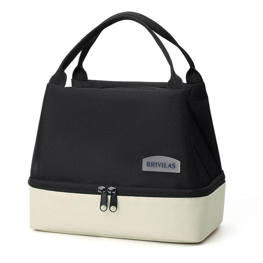 Black Double-Layer Insulated Lunch Bag with Aluminum Foil Lining, Thermal Food Carrier for Hot & Cold Meals â Large Capacity, Reusable & Easy to Clean.