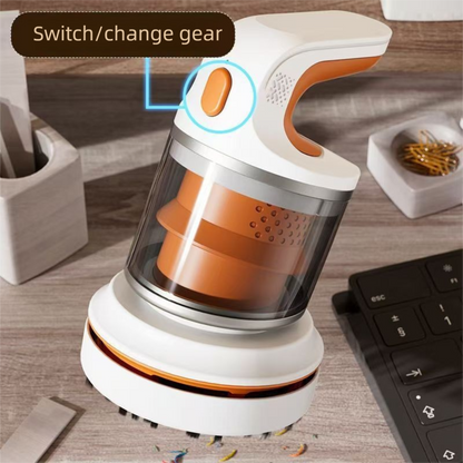 Orange Compact Desktop Vacuum Cleaner – Cordless Handheld Dust Remover for Office, Keyboard, Car & Home Use with Dual Suction Modes and USB Charging