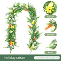 Easter Artificial Garland – 200cm Decorative Vine with Eggs, Carrots, Flowers and Leaves for Table Centerpiece or Party Decoration