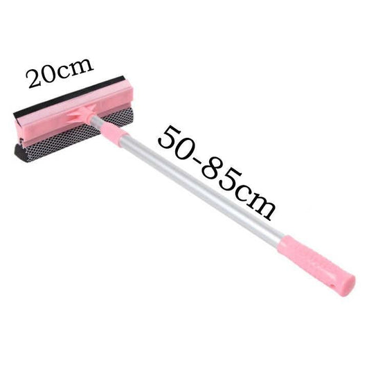 Pink Home Window Cleaner â Adjustable Aluminum Alloy Glass Scraper with Dual-Sided Sponge and Rubber Blade, Easy-to-Use Window Cleaning Tool.