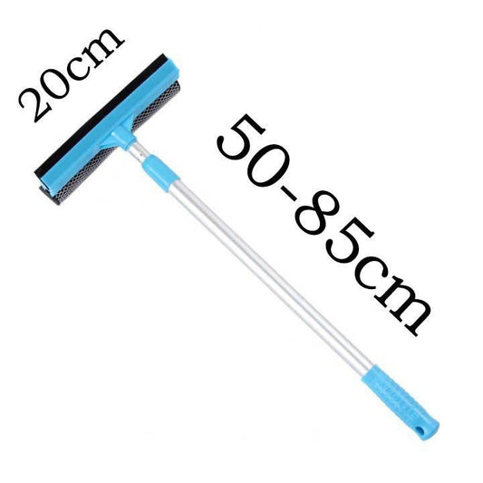Blue Home Window Cleaner â Adjustable Aluminum Alloy Glass Scraper with Dual-Sided Sponge and Rubber Blade, Easy-to-Use Window Cleaning Tool.