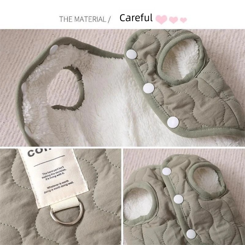 Beige Winter Dog Vest for Small and Medium Breeds – Thickened Warm Quilted Coat with Soft Fleece Lining, Adjustable Fit for Dogs and Cats(Size: XL)