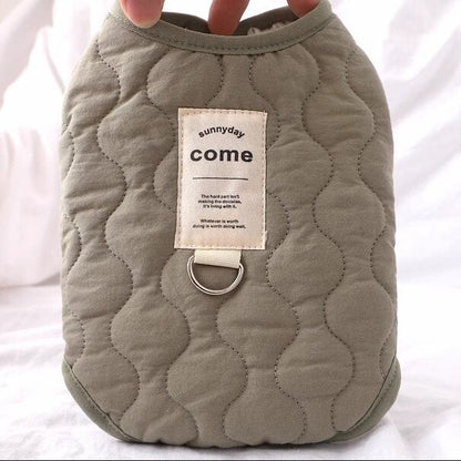 Green Winter Dog Vest for Small and Medium Breeds – Thickened Warm Quilted Coat with Soft Fleece Lining, Adjustable Fit for Dogs and Cats(Size: M)
