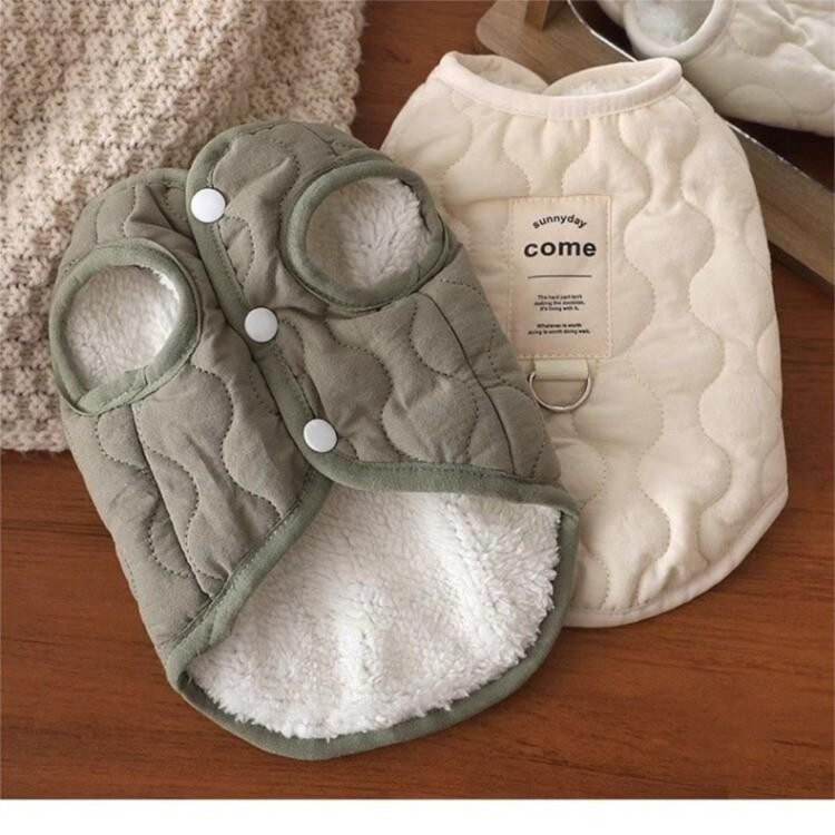 Green Winter Dog Vest for Small and Medium Breeds – Thickened Warm Quilted Coat with Soft Fleece Lining, Adjustable Fit for Dogs and Cats(Size: M)