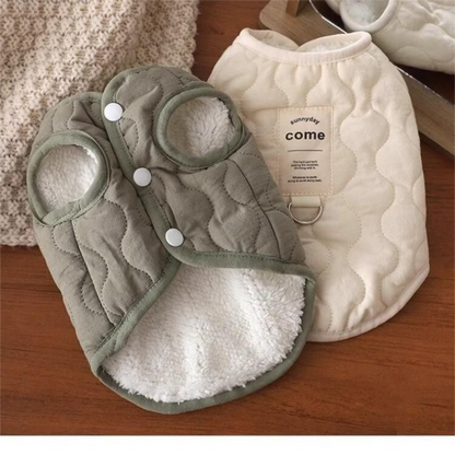 Green Winter Dog Vest for Small and Medium Breeds – Thickened Warm Quilted Coat with Soft Fleece Lining, Adjustable Fit for Dogs and Cats(Size: M)