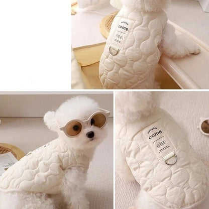 Green Winter Dog Vest for Small and Medium Breeds – Thickened Warm Quilted Coat with Soft Fleece Lining, Adjustable Fit for Dogs and Cats(Size: M)