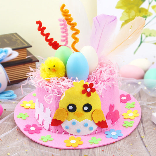 Pink DIY Easter Hat Craft Kit â Kidsâ Handmade Decoration Set with Accessories for Easter Parties, School Activities and Home Crafts.