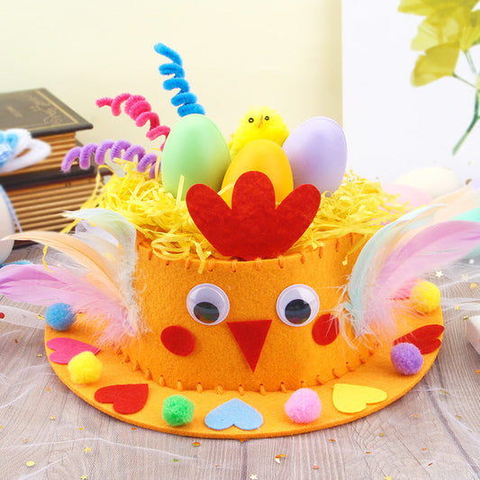 Orange DIY Easter Hat Craft Kit â Kidsâ Handmade Decoration Set with Accessories for Easter Parties, School Activities and Home Crafts.