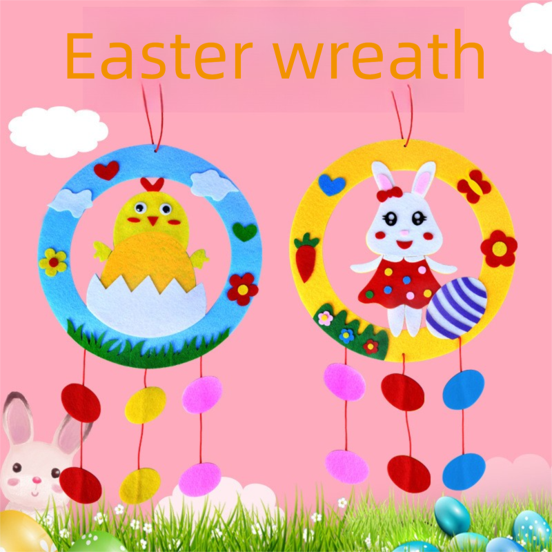 2-Piece Easter Kids Craft Decoration Set â DIY Hanging Ornaments Featuring Bunny and Chick Designs.