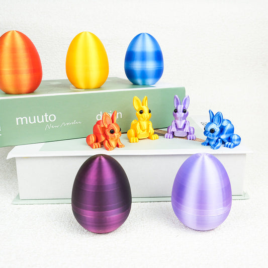 3-Piece Blue-green gradient Easter Surprise Egg Set â Identical Interactive Figurines with Hinged Shell, Collectible Holiday Display Toy.