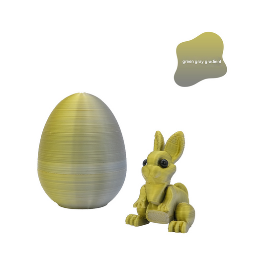 3-Piece Green-to-grey gradient Easter Surprise Egg Set â Identical Interactive Figurines with Hinged Shell, Collectible Holiday Display Toy.