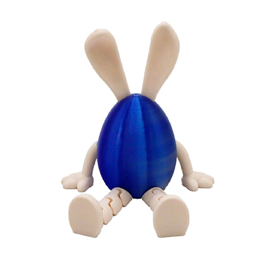3-Piece Blue-silver gradient Easter Figurine Set â Identical Poseable Egg-Shaped Toys for Holiday Display and Interactive Play.