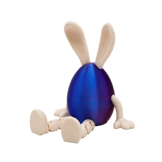 3-Piece Red and blue gradient Easter Figurine Set â Identical Poseable Egg-Shaped Toys for Holiday Display and Interactive Play.