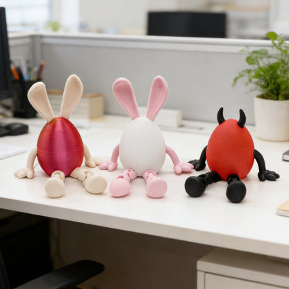 3-Piece Cool and colorful Easter Figurine Set â Identical Poseable Egg-Shaped Toys for Holiday Display and Interactive Play.