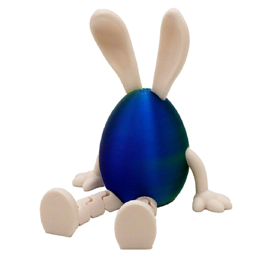 3-Piece Blue-green gradient Easter Figurine Set â Identical Poseable Egg-Shaped Toys for Holiday Display and Interactive Play.