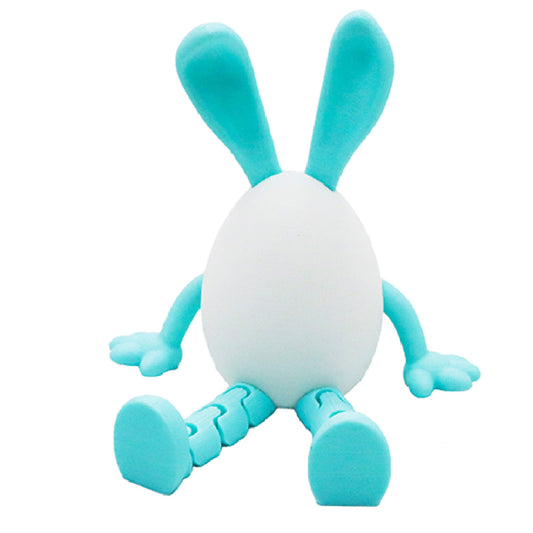3-Piece Blue rabbit-ear white egg Easter Figurine Set â Identical Poseable Egg-Shaped Toys for Holiday Display and Interactive Play.