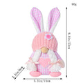 Pink Easter Plush Bunny Gnome Figurine â Decorative Doll with Long Hair and Checkered Ears for Home Display.
