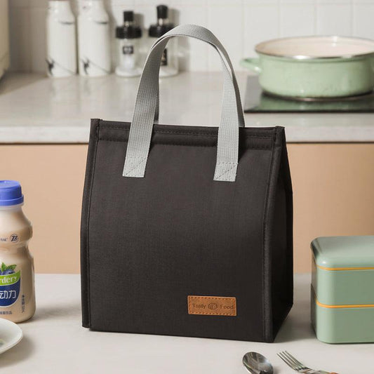 2-Piece Black Vertical Lunch Tote Set â Compact Insulated Meal Bag with Large Capacity and Durable Handle for Daily Use.