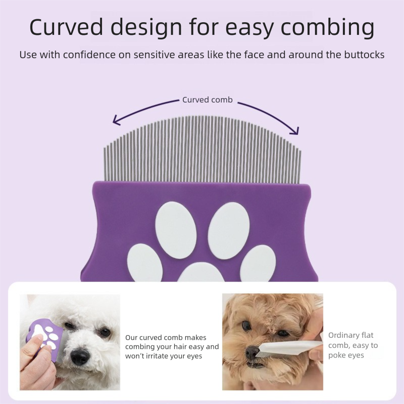 Greenish-gray Pet Grooming Comb – Fine-Toothed Flea Remover with Non-Slip Grip for Cats and Dogs