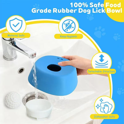 Yellow bowl with orange ball Slow Feeding Dog Bowl with Built-In Rolling Ball – Anti-Spill Pet Lick Dish for Healthy Eating Habits