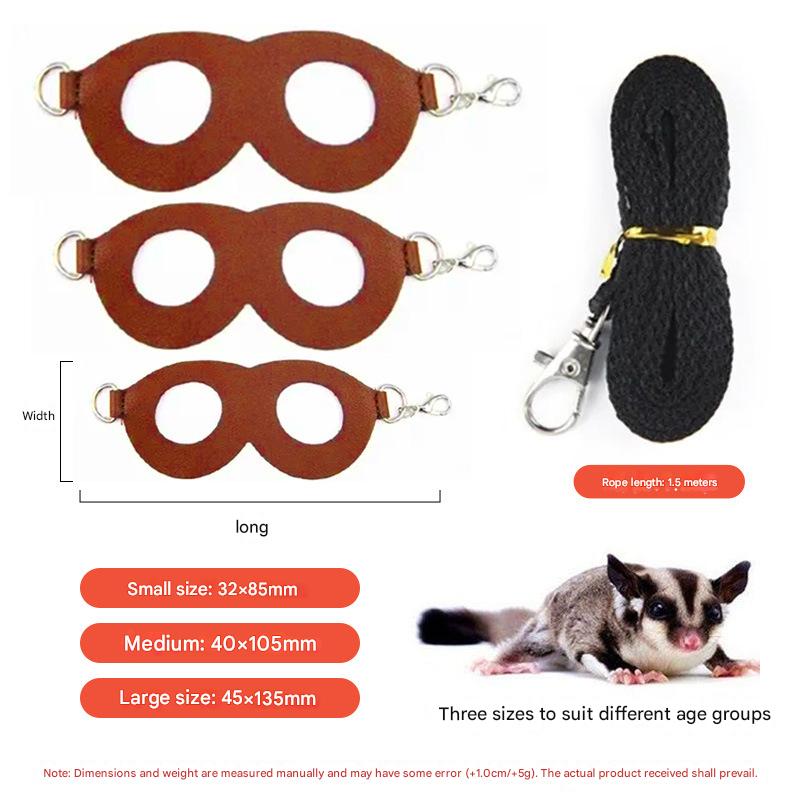 2-Pack dark brown Small Mammal Harness Set – 6 Pcs (S/M/L ×2) + 2×1.5m Leashes for Secure Outdoor Handling