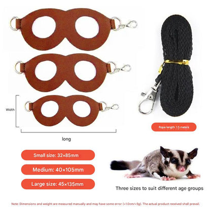 2-Pack dark brown Small Mammal Harness Set – 6 Pcs (S/M/L ×2) + 2×1.5m Leashes for Secure Outdoor Handling