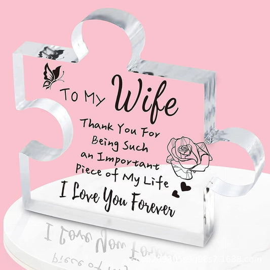 Interlocking Puzzle-Shaped Desktop Decor â 10.5cm Square Display Piece for Home or Gifting(Wife).