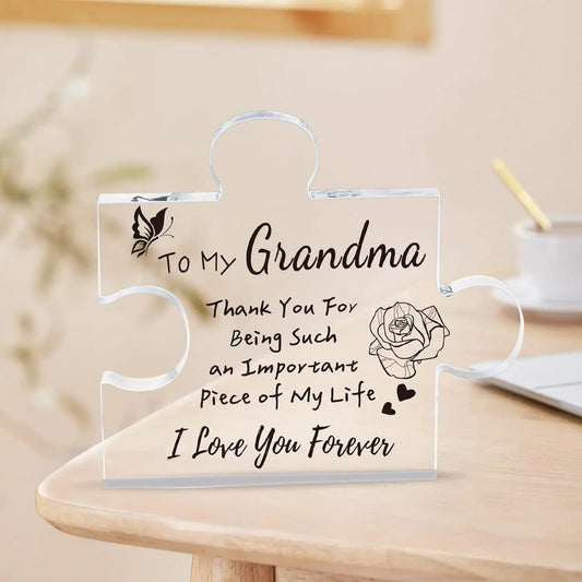 Interlocking Puzzle-Shaped Desktop Decor â 10.5cm Square Display Piece for Home or Gifting(Grandma).