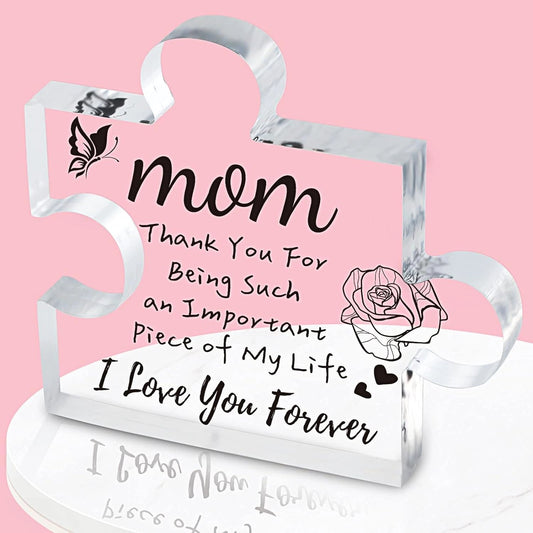 Interlocking Puzzle-Shaped Desktop Decor â 10.5cm Square Display Piece for Home or Gifting(Mom).