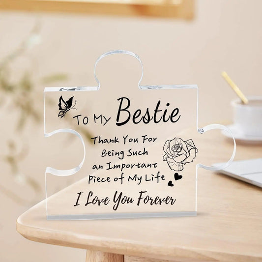 Interlocking Puzzle-Shaped Desktop Decor â 10.5cm Square Display Piece for Home or Gifting(Bestie).